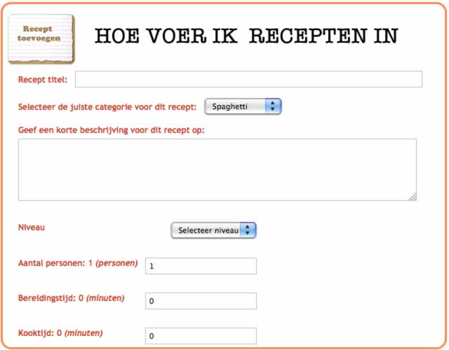 uitleg hoe recepten in te voeren